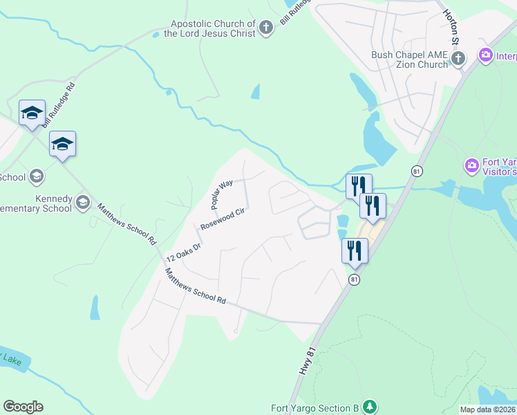 map of restaurants, bars, coffee shops, grocery stores, and more near 525 Rosewood Circle in Winder
