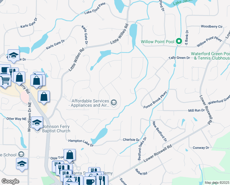 map of restaurants, bars, coffee shops, grocery stores, and more near 1229 Colony Circle in Marietta