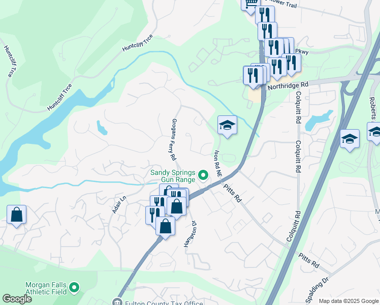 map of restaurants, bars, coffee shops, grocery stores, and more near 707 Woodcliff Drive in Atlanta