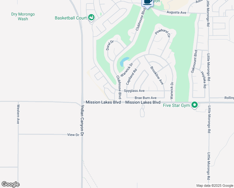 map of restaurants, bars, coffee shops, grocery stores, and more near 64291 Spyglass Avenue in Desert Hot Springs