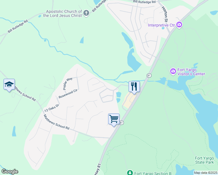 map of restaurants, bars, coffee shops, grocery stores, and more near 167 Turtle Creek Drive in Winder