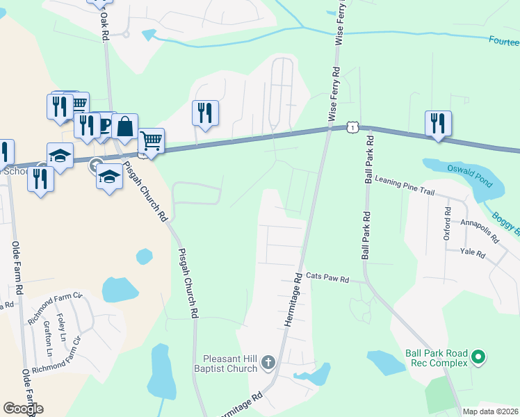 map of restaurants, bars, coffee shops, grocery stores, and more near 428 Bridle Circle in Lexington