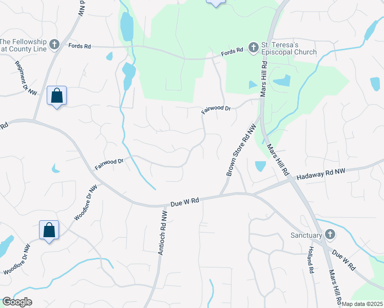 map of restaurants, bars, coffee shops, grocery stores, and more near 5661 Fairwood Drive Northwest in Acworth