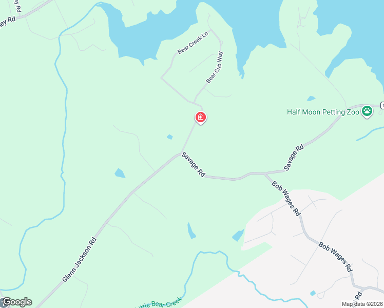 map of restaurants, bars, coffee shops, grocery stores, and more near 2208 Savage Road in Bogart