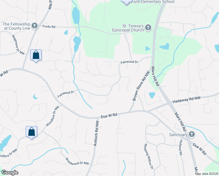 map of restaurants, bars, coffee shops, grocery stores, and more near 5704 Fairwood Drive Northwest in Acworth