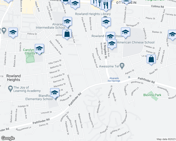 map of restaurants, bars, coffee shops, grocery stores, and more near 18926 La Guardia Street in Rowland Heights