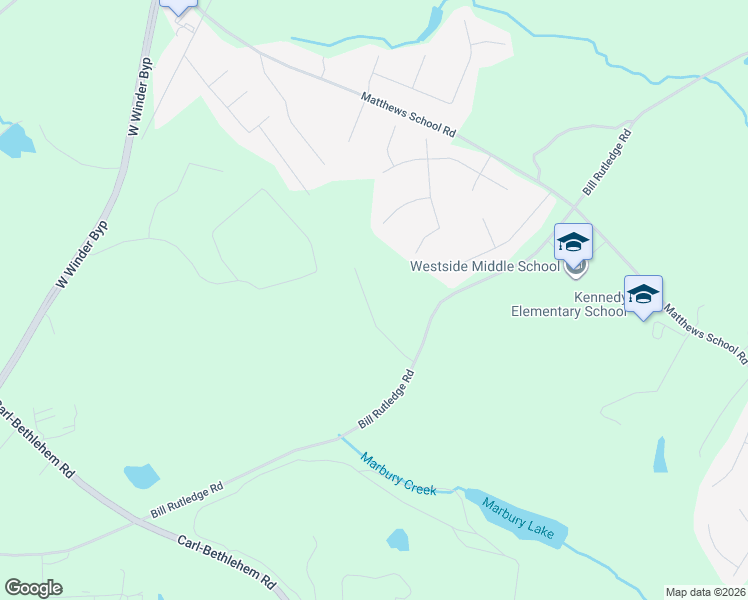 map of restaurants, bars, coffee shops, grocery stores, and more near 419 Southridge Road in Winder