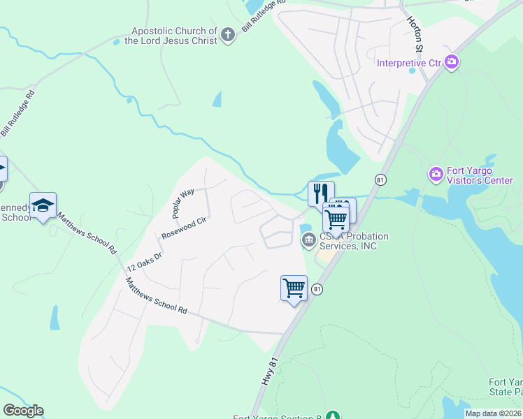 map of restaurants, bars, coffee shops, grocery stores, and more near 2 Pine Shadow Lane in Winder