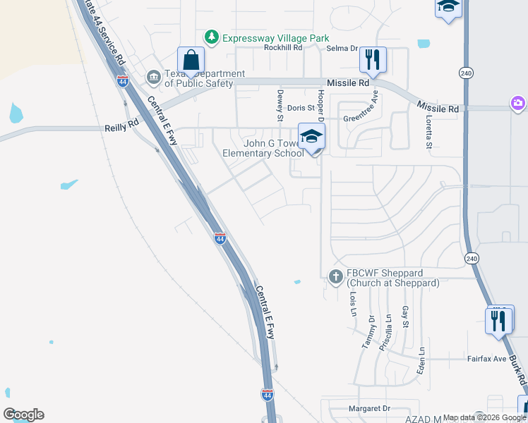map of restaurants, bars, coffee shops, grocery stores, and more near 5104 Ryan Collins Drive in Wichita Falls