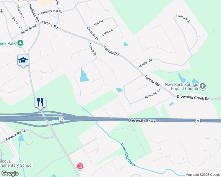 map of restaurants, bars, coffee shops, grocery stores, and more near 2795 Misty Court in Dacula