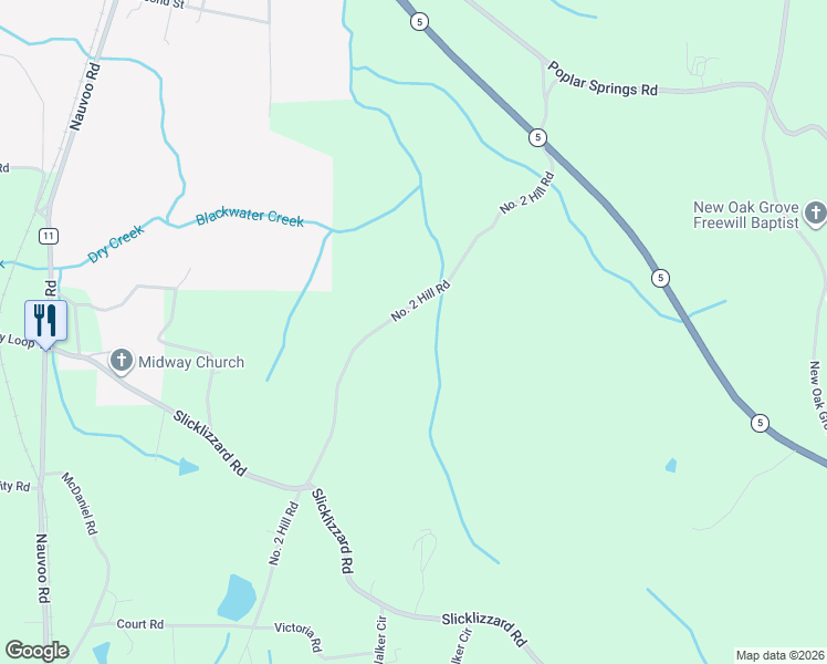 map of restaurants, bars, coffee shops, grocery stores, and more near 1970 Number 2 Hill Road in Nauvoo