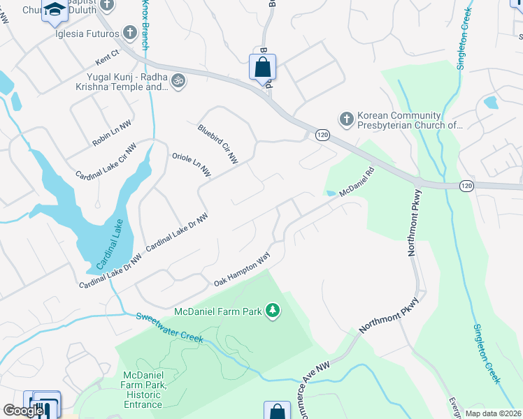 map of restaurants, bars, coffee shops, grocery stores, and more near 2989 Gavin Place Northwest in Duluth