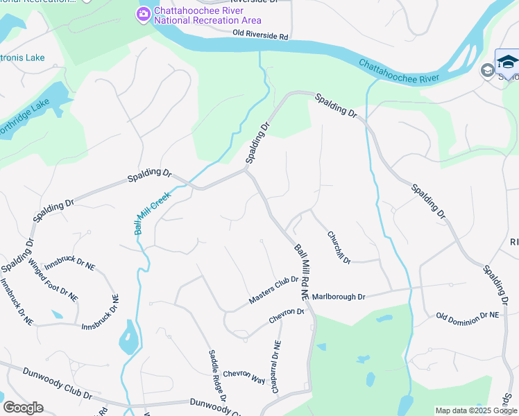 map of restaurants, bars, coffee shops, grocery stores, and more near 8120 Ball Mill Road Northeast in Atlanta