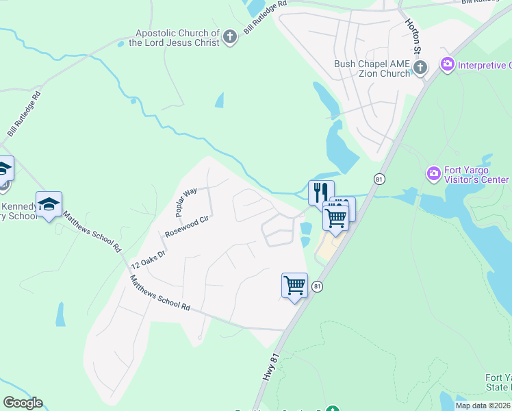 map of restaurants, bars, coffee shops, grocery stores, and more near 2 Pine Shadow Lane in Winder