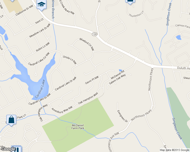 map of restaurants, bars, coffee shops, grocery stores, and more near 2989 Gavin Place Northwest in Duluth