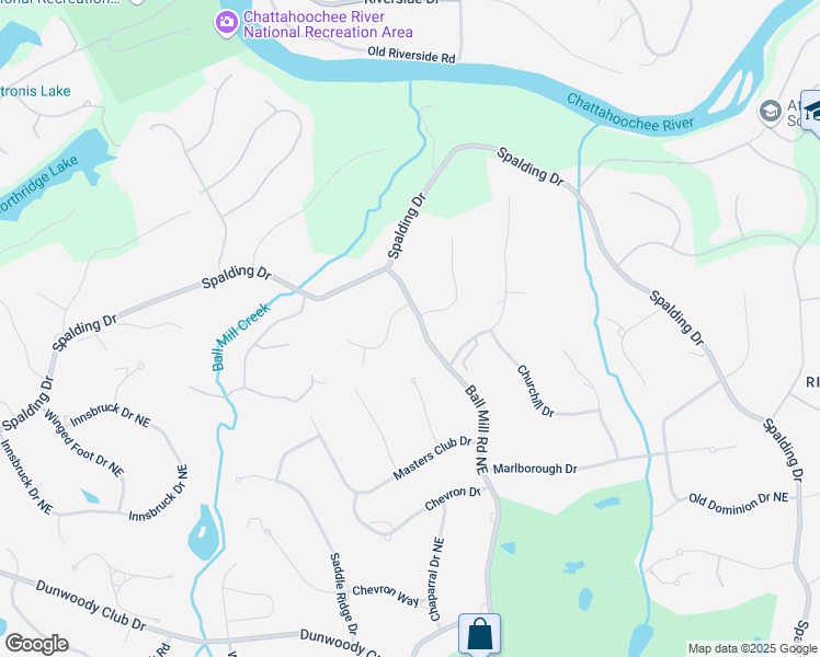 map of restaurants, bars, coffee shops, grocery stores, and more near 8120 Ball Mill Road Northeast in Atlanta