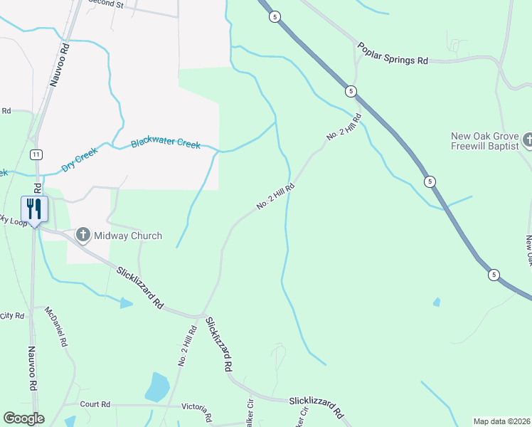 map of restaurants, bars, coffee shops, grocery stores, and more near 1970 Number 2 Hill Road in Nauvoo