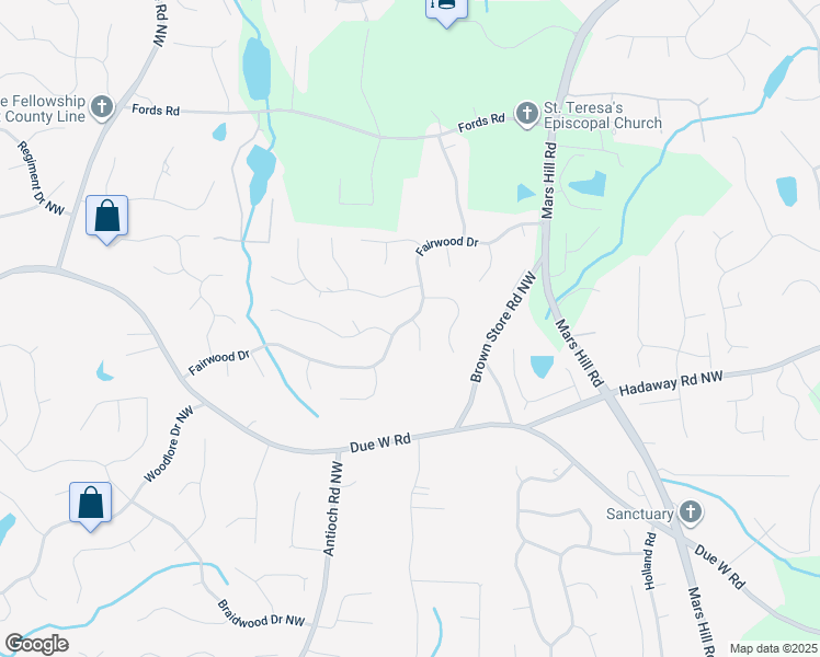 map of restaurants, bars, coffee shops, grocery stores, and more near 899 Fairwood Way Northwest in Acworth