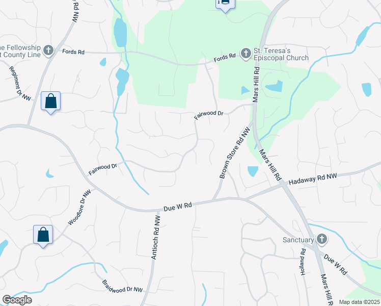 map of restaurants, bars, coffee shops, grocery stores, and more near 899 Fairwood Way Northwest in Acworth