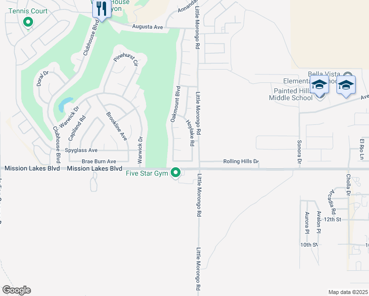 map of restaurants, bars, coffee shops, grocery stores, and more near 64878 Boros Court in Desert Hot Springs