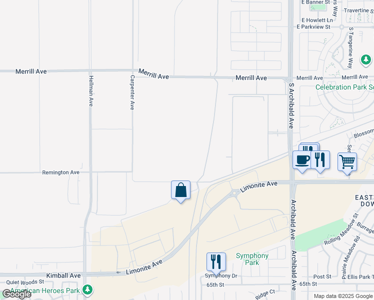 map of restaurants, bars, coffee shops, grocery stores, and more near 2221 Remington Avenue in Ontario