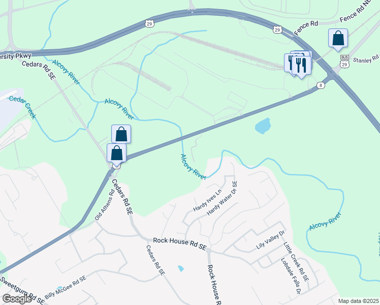 map of restaurants, bars, coffee shops, grocery stores, and more near 1395 Winder Highway in Dacula