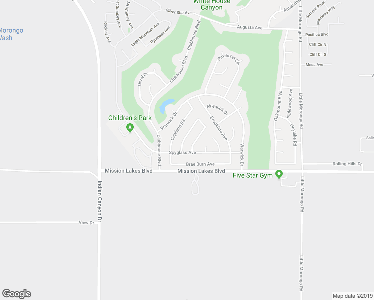 map of restaurants, bars, coffee shops, grocery stores, and more near 64414 Spyglass Avenue in Desert Hot Springs