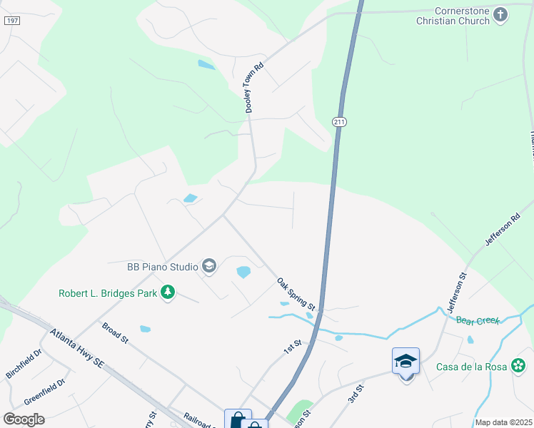 map of restaurants, bars, coffee shops, grocery stores, and more near 113 Donnie Way in Statham