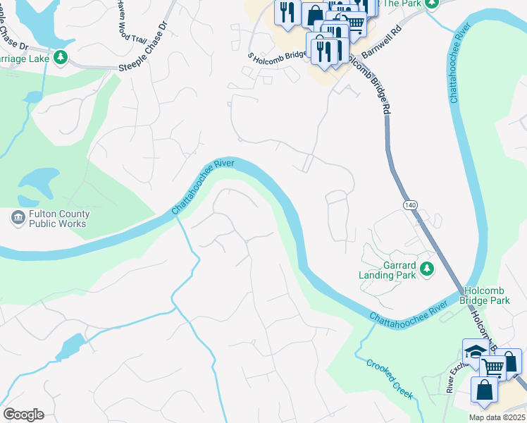 map of restaurants, bars, coffee shops, grocery stores, and more near 383 Caruso Court in Atlanta