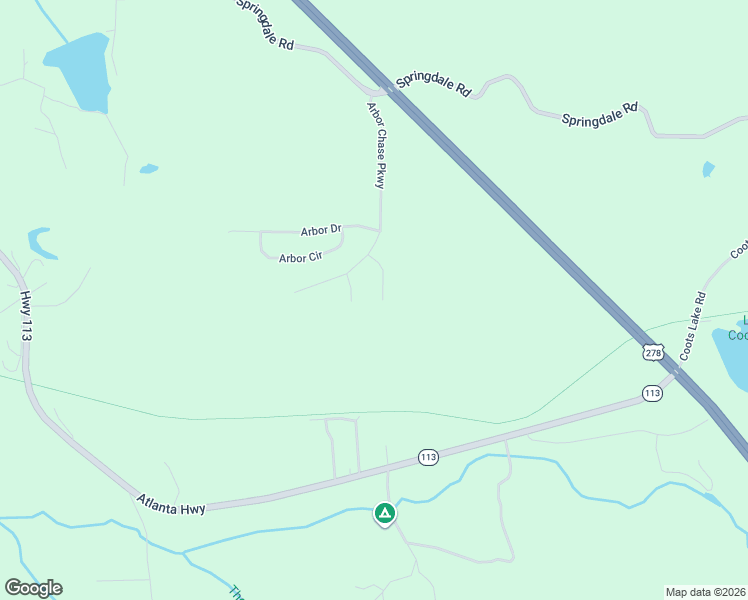 map of restaurants, bars, coffee shops, grocery stores, and more near 147 Arbor Chase Parkway in Rockmart