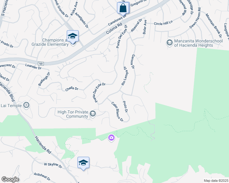 map of restaurants, bars, coffee shops, grocery stores, and more near 3019 Rio Lempa Drive in Hacienda Heights