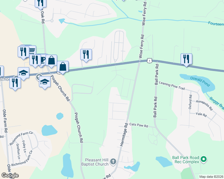 map of restaurants, bars, coffee shops, grocery stores, and more near 2205 U.S. 1 in Lexington