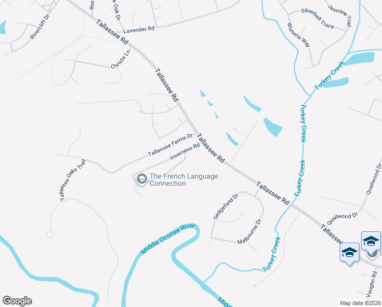 map of restaurants, bars, coffee shops, grocery stores, and more near 101 Inverness Road in Athens