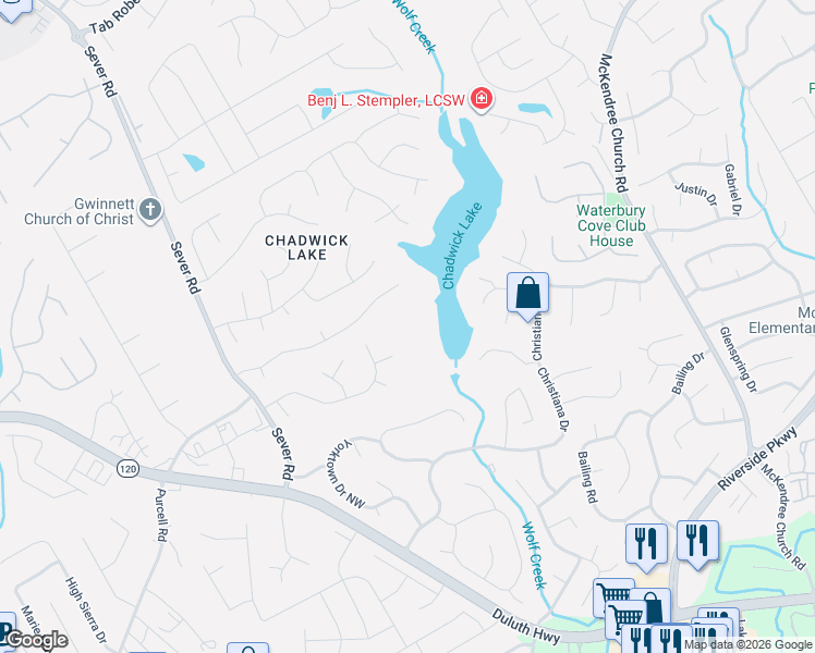 map of restaurants, bars, coffee shops, grocery stores, and more near 1230 Home Place Drive in Lawrenceville