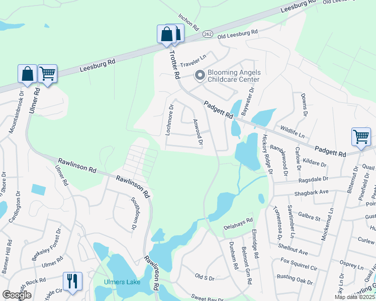 map of restaurants, bars, coffee shops, grocery stores, and more near 3604 Anwood Drive in Columbia