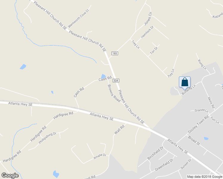 map of restaurants, bars, coffee shops, grocery stores, and more near 328 Browns Road in Winder