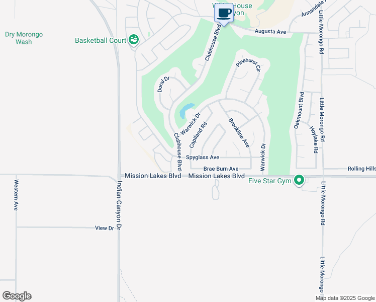 map of restaurants, bars, coffee shops, grocery stores, and more near 9771 Capiland Road in Desert Hot Springs