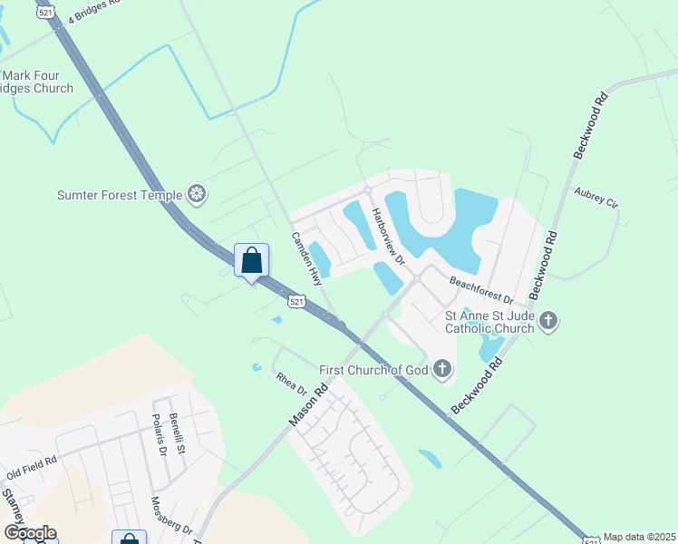 map of restaurants, bars, coffee shops, grocery stores, and more near 1715 Titanic Court in Sumter