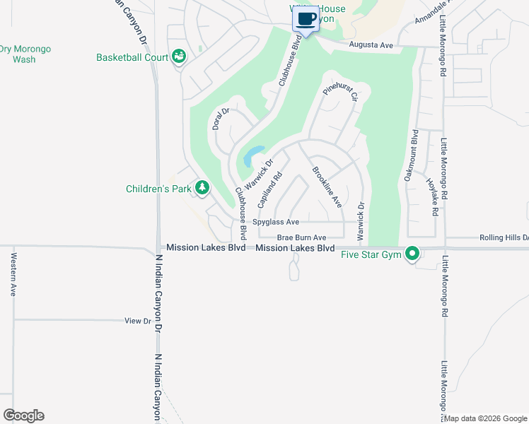 map of restaurants, bars, coffee shops, grocery stores, and more near 9751 Congressional Road in Desert Hot Springs