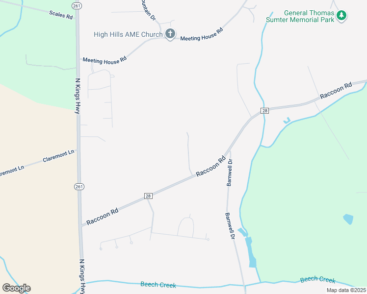 map of restaurants, bars, coffee shops, grocery stores, and more near 1430 Raccoon Road in Sumter