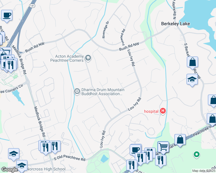 map of restaurants, bars, coffee shops, grocery stores, and more near 4862 Miller Farms Court in Duluth
