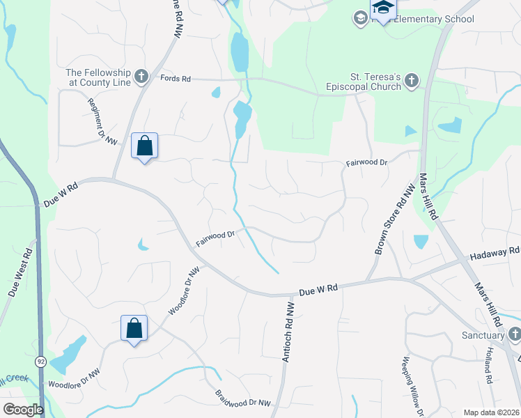 map of restaurants, bars, coffee shops, grocery stores, and more near 926 Grandview Way in Acworth