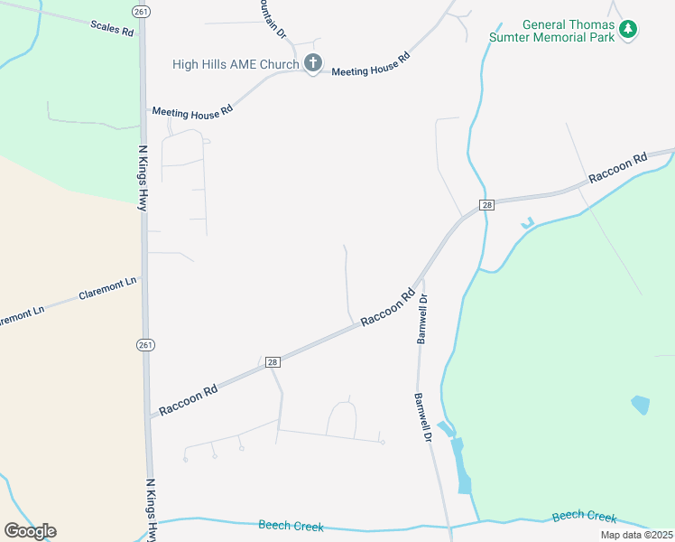 map of restaurants, bars, coffee shops, grocery stores, and more near 1430 Raccoon Road in Sumter