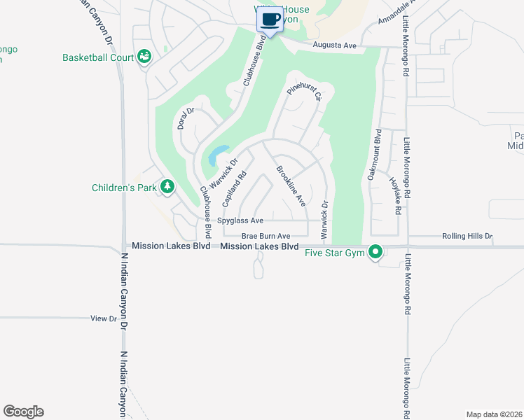 map of restaurants, bars, coffee shops, grocery stores, and more near 9720 Apawamis Road in Desert Hot Springs