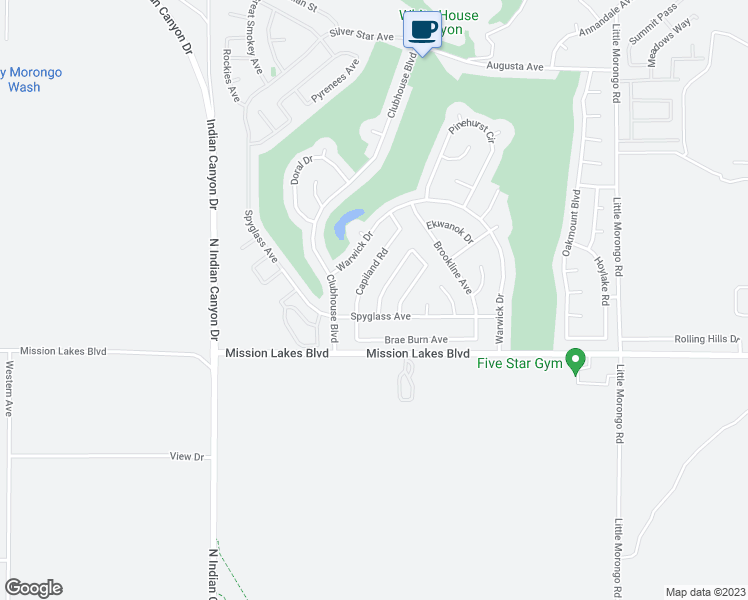 map of restaurants, bars, coffee shops, grocery stores, and more near 9751 Congressional Road in Desert Hot Springs