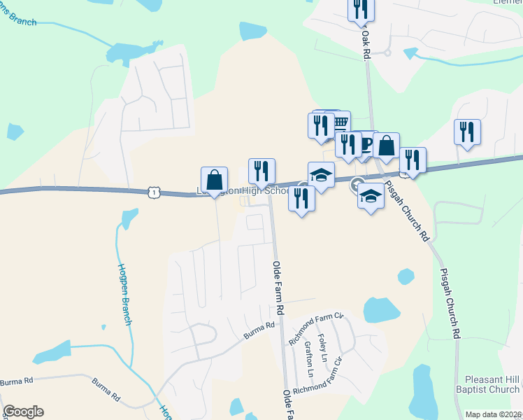 map of restaurants, bars, coffee shops, grocery stores, and more near 910 Taramore Lane in Lexington