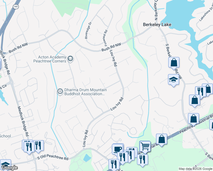 map of restaurants, bars, coffee shops, grocery stores, and more near 3535 Schilling Ridge in Duluth