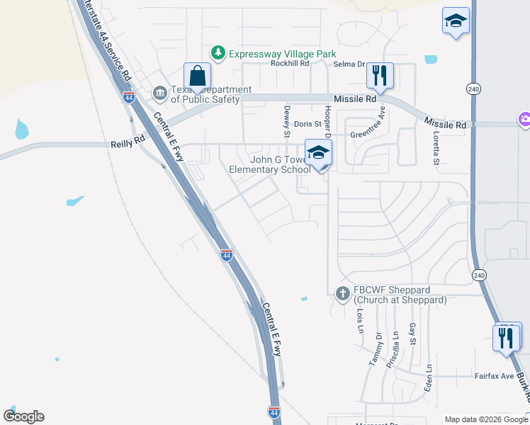 map of restaurants, bars, coffee shops, grocery stores, and more near 5104 Ryan Collins Drive in Wichita Falls