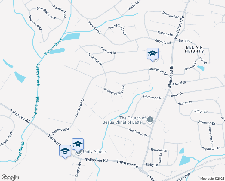 map of restaurants, bars, coffee shops, grocery stores, and more near 150 Pointers Ridge Road in Athens