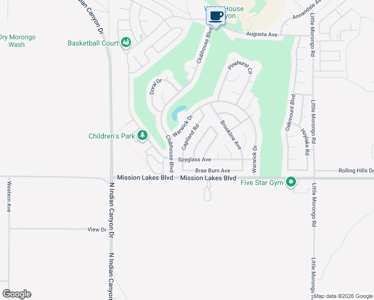 map of restaurants, bars, coffee shops, grocery stores, and more near 9751 Congressional Road in Desert Hot Springs